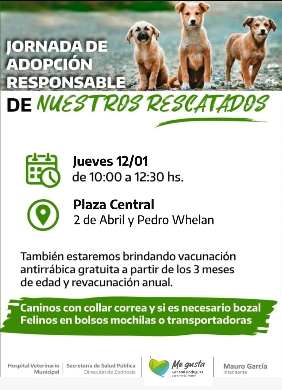 Jornada de adopción de mascotas en Gral. Rodríguez